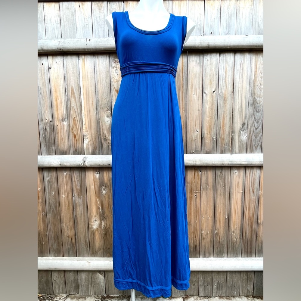 Max Studio Royal Blue Max Floor Length Dress with Cute Ruffle Detail at Bust/Hem